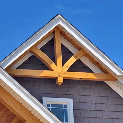 Decorative Cedar Gable Gables On House Exterior, Cedar Gable, Gable Roof Design, Roof Brackets, Diy Wood Stain, Gable Trim, Lake Houses Exterior, Gable Brackets, Roof Trusses