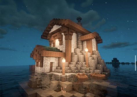 Island Home minecraftworldtravel on instagram Islands Roblox Houses, Floating House Minecraft, Minecraft Floating House, Island House Minecraft, Minecraft Island Ideas, Minecraft Island House, Minecraft Island, Minecraft Medieval House, Island Survival