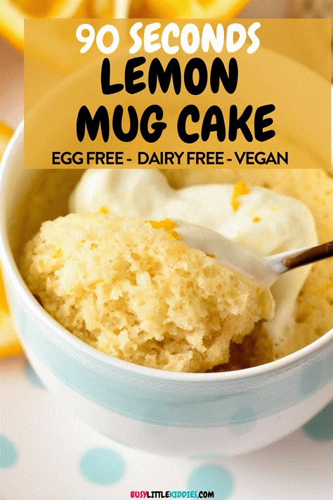 Vegan Lemon Mug Cake, Mug Cakes Without Eggs, Vegan Mug Cakes Microwave, Egg Free Mug Cake Microwave, No Bake Mug Cake, Gluten Free Mug Cake Recipe, Eggless Mug Cake Recipe, Healthy Lemon Desserts Easy, Low Calorie Mug Cake Microwave