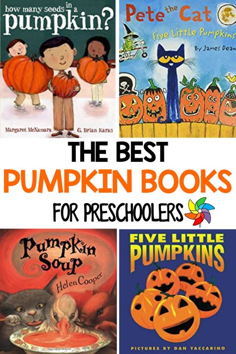 Looking for fall books to read to your preschoolers? Here are some great read-aloud pumpkin books for the month of October! In this post, I am sharing 8 of my favorite books about pumpkins and I also share extension activities to go with each book. You will find rhyming books and song books. You will also find non-fiction pumplin books. You can do compare and contrast lessons with the books, pumpkin investigations, and five senses lessons. Fall Books Preschool, Fall Books To Read, Pumpkin Activities Preschool, Pumpkin Lessons, Halloween Lesson Plans, Pumpkin Reading, Books For Preschool, Pumpkins Preschool, Books For Preschoolers