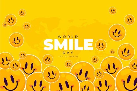 Free vector hand drawn flat world smile ... | Free Vector #Freepik #freevector #happy-day #smile-day #international-day #smile-background Smile Background, Background For Ppt, World Laughter Day, Laughter Day, Smile Day, World Smile Day, Smile Word, Flat World, Day Background