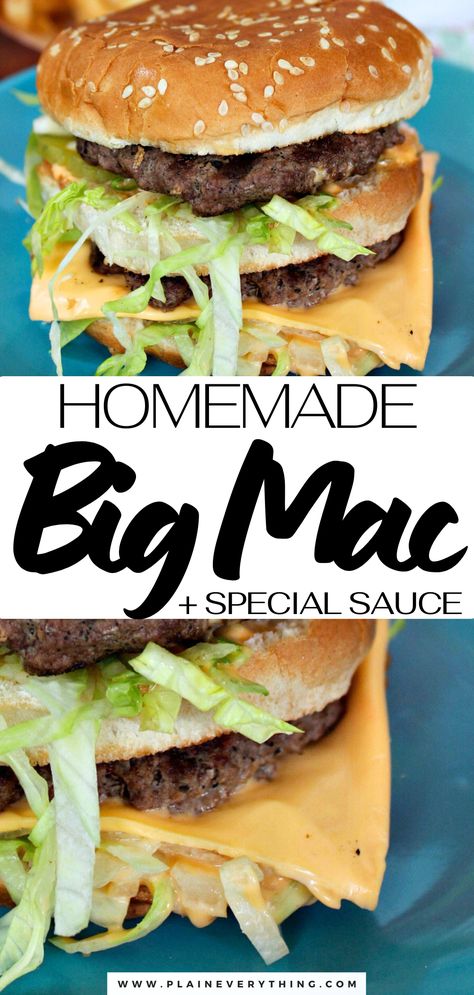 McDonald's Big Mac Copycat Recipe+ Bic Mac Sauce Bic Mac Sauce, Easy Big Mac Sauce Recipe, Big Mac Copycat, Big Mac Sauce Recipe Copycat, Big Mac Recipe, Copycat Big Mac, Bic Mac, Mcdonald's Big Mac, Mcdonalds Recipes