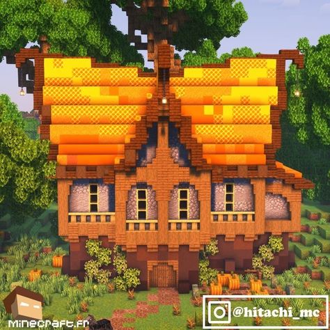 Minecraft Yellow House, Yellow Minecraft House, Colorful Minecraft Houses, Minecraft Fountain, Minecraft Base, Build Minecraft, Crystal Empire, Minecraft Create, Minecraft Structures