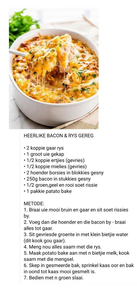 Boere Resepte Afrikaans, Easy South African Dinner Recipes, Ligte Middag Etes, Resepte Afrikaans Boerekos, Suid Afrikaanse Resepte, South African Recipes Afrikaanse Resepte, Food Receipt Easy Recipes, Vinnige Aandetes, South African Salad Recipes