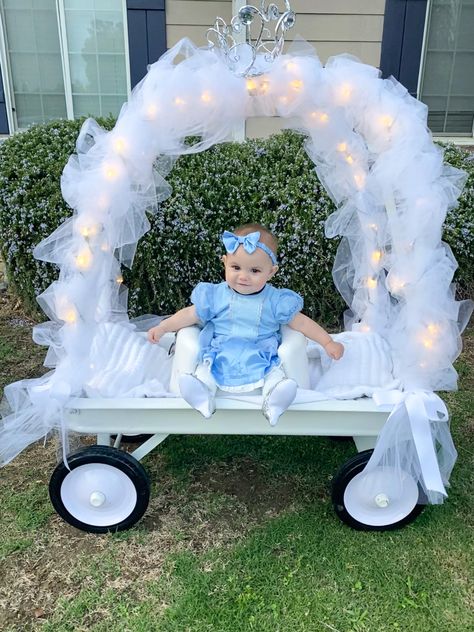 Baby Wagon Halloween Costume, Cinderella First Birthday, Diy Cinderella Carriage, Stroller Halloween Costumes, Wagon Halloween Costumes, Wagon Costume, Stroller Costume, Diy Princess Costume, Cinderella Halloween Costume