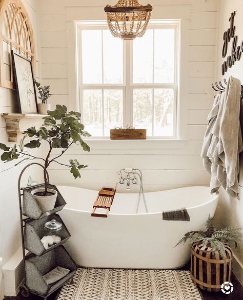 ANTIQUE FARMHOUSE’s Instagram profile post: “#📷 @thompsonfarmhouse We don't know about you, but sometimes a gorgeous soaker tub is all we need to set the tone for the week ahead. One…” Soaker Tub Decor, Yurt Plans, Bathtub Decor, Bathtub Walls, Income Property, Primary Bath, About You, Texas House, Master Shower