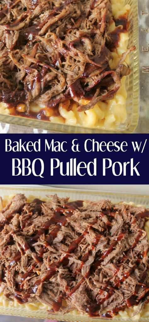 Shredded Pork Mac And Cheese, Bbq Pork Mac And Cheese Recipe, Pulled Pork Mac And Cheese Recipes, Baked Pulled Pork, Oven Mac And Cheese, Pulled Pork Mac And Cheese, Creamy Baked Macaroni And Cheese, Pork Mac And Cheese, Homemade Pulled Pork