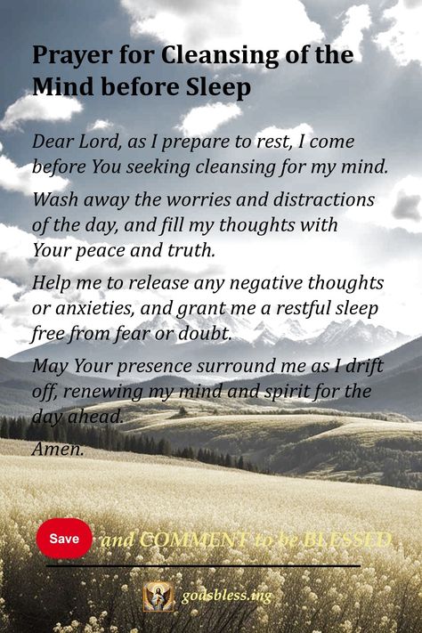 Prayer for Cleansing of the Mind before Sleep Prayer For Night Time Sleep Protection, Prayers For Sleep And Protection, Nighttime Prayers For Protection, Bedtime Prayers For Protection, Prayer For Sleep And Protection, Bed Time Prayer Bedtime Night, Bed Time Prayer For Kids, Night Prayer For Family Protection, Nighttime Prayers Bedtime Night