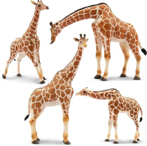 Amazon.com: EYSCOTA Giraffe Toy Figurines Set, 4PCS Plastic Giraffe Figures and Calf, Realistic Wild Animals Giraffe Cake Topper Birthday Gift Decor for Kids & Toddlers Ages 3+ : Toys & Games Jungle Animals Decorations, Giraffe Cake, Wild Animal Toys, Giraffe Cakes, Animals Giraffe, Giraffe Family, Giraffe Toy, Toddler Age, Educational Baby Toys