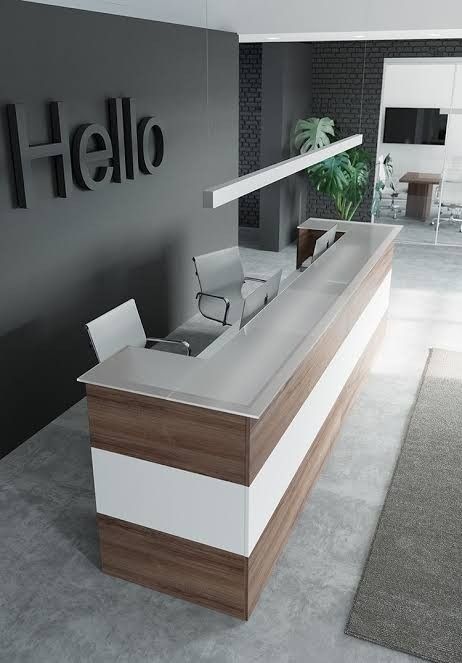 Office Reception Table Design, Modern Reception Desk Design, Office Counter Design, Reception Table Design, Small Office Design Interior, Office Reception Furniture, Tv Unit Furniture Design, Small Office Design, Reception Desk Design