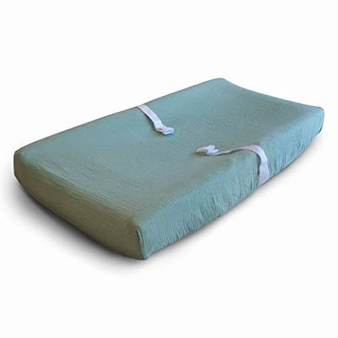 mushie Extra Soft Muslin Fitted Changing Pad Cover (Roman Green) | Amazon (US) Graphic Onesies, Baby Changing Mat, Quilts Decor, Silicone Teether, Changing Mat, Organic Cotton Baby, Muslin Swaddling, Safety Belt, Stem Toys