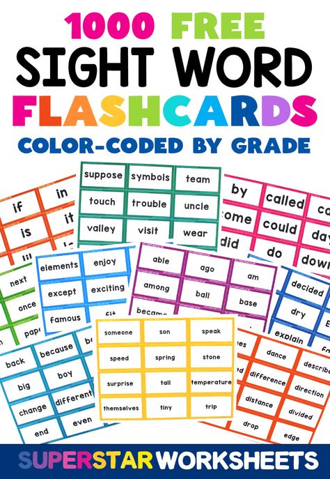 Improve reading skills with our fun and engaging flashcards! These flashcards feature the Fry high-frequency words from grades 1 to 10! The perfect addition to any reading lesson no matter the grade! #frysightwords #highfrequencywords #flashcards #grades1to10 #reading #fluency #readingskills #freeprintableflashcards Site Word Flash Cards, 2nd Grade Flashcards, Fry Sight Word Flashcards Printable Free, Free Printable Sight Words Flashcards, Third Grade Sight Words Printable, Sight Words Flashcards Printable, High Frequency Words First Grade, 3rd Grade Sight Words Free Printable, Sight Word Flash Cards Free