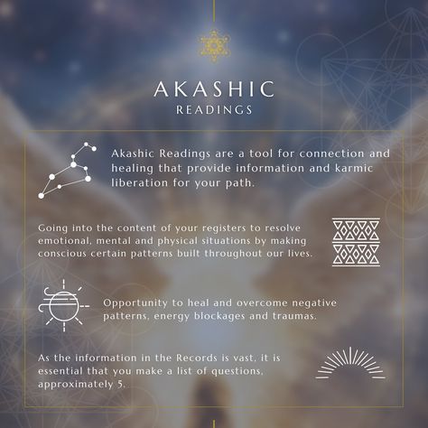 1:1 Offerings: Akashic Record Reading with Hwaneetah The Akashic records are the history and journey of the soul, throughout times in this and other planes of existence. This journey is recorded within your energy field as a light blueprint of who we are at a soul level. Through accessing our ancient records we can heal old patterns, blocked emotions, and bring understandings that will enhance our experience in this life. You can have this session online with Hwaneetah and get many in... Planes Of Existence, Psychic Development Learning, Archangel Prayers, Womb Healing, Old Patterns, Souls Journey, List Of Questions, Defying Gravity, Psychic Development