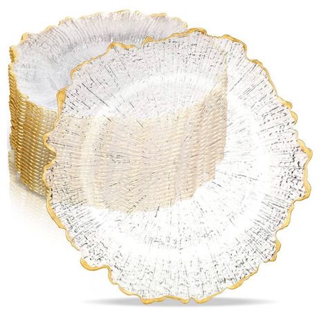 Save your spot for Event Rental Table Bundle now! #booknow Gold Border Design, Wedding Dinner Plates, Gold Charger Plate, Plastic Lace, Gold Chargers, Dining Plates, Party Catering, Snowflake Shape, Dinner Table Decor