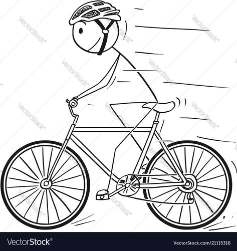 Bicycle Vector, Cycle Drawing, Stick Men Drawings, Helmet Drawing, Stick Drawings, Perspective Sketch, Bike Drawing, Stick Figure Drawing, Book Page Art