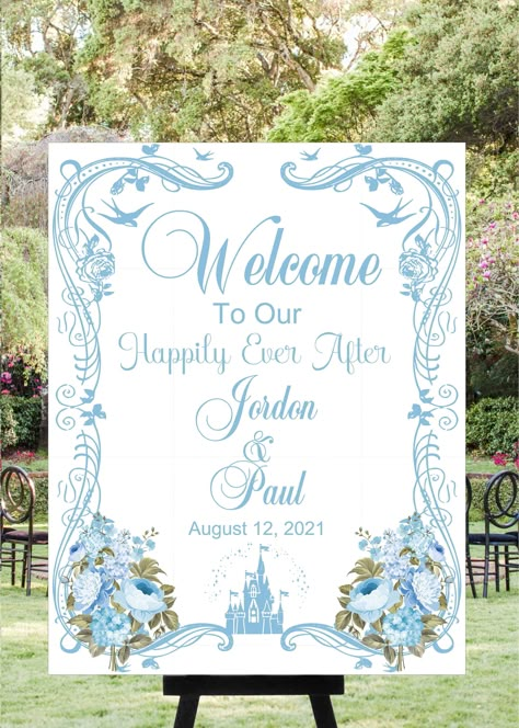 Fairytales Wedding, Cinderella Wedding Theme, Cinderella Theme, Disney Wedding Theme, Wedding Mementos, Cinderella Wedding, Cinderella Castle, Urban Wedding, Wedding Welcome Sign