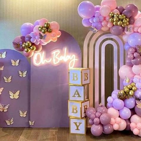 Enchanted Theme Baby Shower Ideas, Purple And Gold Baby Shower Ideas, Lavender Butterfly Baby Shower Ideas, Lavender Baby Shower Ideas, Purple Baby Shower Ideas, Purple Baby Shower Theme, Jennie Baby, Lilac Baby Shower, Fairytale Baby Shower