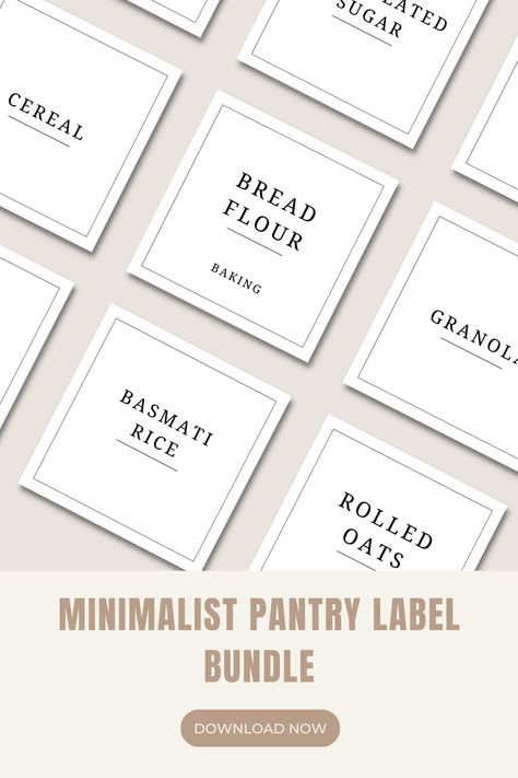 Cricut Food Labels, Kitchen Labels Printables Free Editable, Niimbot Label Ideas, Printable Labels Free Customizable, Editable Pantry Labels, Pantry Labels Template, Minimalist Pantry, Cute Labels, Minimalist Food