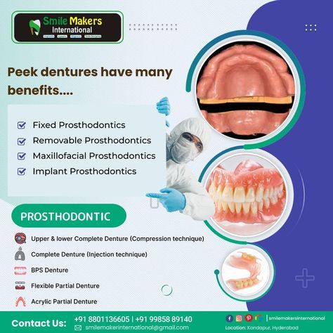 Prosthodontics Dentistry, Dentistry Poster, Smile Makers, Dental Posters, Benefits Of, Smile Teeth, Teeth Care, Dentures, Dental Clinic