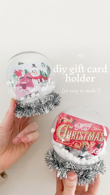 Diy Christmas Gifts For Teachers Dollar Tree, Teacher Gifts With Gift Cards, Creative Giftcard Gifts, Christmas Gifts School Kids, What To Get Teachers For Christmas, Cute Ways To Give A Gift Card, Whimsical Snow Globe, Christmas Gift Card Ideas For Kids, Gift Card Teacher Gifts Christmas