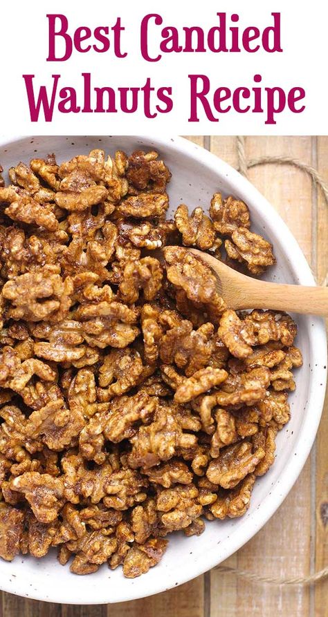 Raw Walnuts Recipes, Sugared Walnuts For Salad, Candied Walnuts Easy Crockpot, Spiced Walnuts Recipe Brown Sugar, Caramelized Walnuts Recipe, Walnut Glaze Recipe, Candid Walnuts Recipes, Christmas Walnut Recipes, Honey Roasted Walnuts Recipes