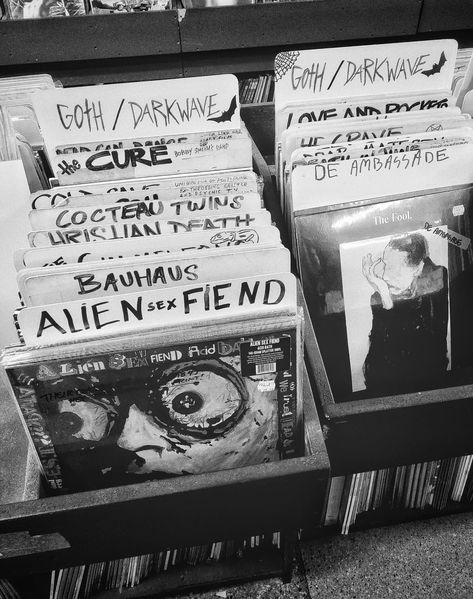 Goth/darkwave vinyl section at Wax Trax in Denver, CO

Goth vinyl records sell Goth Music Aesthetic, Henrietta Biggle, Victorian Goth Aesthetic, Goth Moodboard, Goth Memes, Elegant Goth, Gothic Music, Peter Murphy, 80s Goth