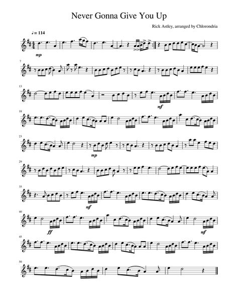 Never Gonna Give You Up Violin Sheet Music, Kahoot Violin Sheet Music, Never Gonna Give You Up Sheet Music, Saxophone Pick Up Lines, Sheet Music Saxophone, Alto Saxophone Music Sheets, Alto Sax Music Sheet, Music Sheet Violin, Tenor Saxophone Music