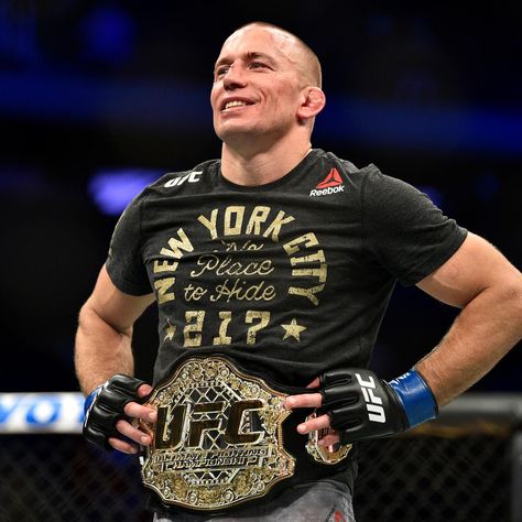 How Should You Feel About Georges St-Pierre Relinquishing the UFC Title?  ||  The return of one of the UFC's all-time greats went from strange to stranger last week. Just a month after capturing the UFC middleweight title with a dramatic win over Michael Bisping, ... http://bleacherreport.com/articles/2748823-how-should-you-feel-about-georges-st-pierre-relinquishing-the-ufc-title?utm_campaign=crowdfire&utm_content=crowdfire&utm_medium=social&utm_source=pinterest Gsp Ufc, St Pierre Ufc, George Saint Pierre, Georges St Pierre, Ufc Poster, Michael Bisping, George St Pierre, Nate Diaz, Ufc Fighters