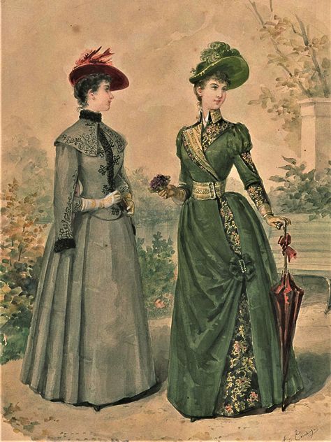 Fashion Plate - La Mode Illustree - 1888 1690s Fashion, 1890 Fashion, Victorian Bustle, Victorian Era Fashion, 1880s Fashion, 1890s Fashion, Victorian Portraits, 19th Century Clothing, Tudor Era