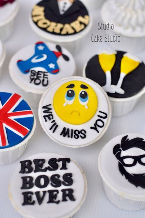 Farewell Cupcakes Ideas, Goodbye Cookies, Farewell Cupcakes, Farewell Theme, Lisa Cake, Theme Cupcakes, Best Boss Ever, Worlds Best Boss, Simple Birthday