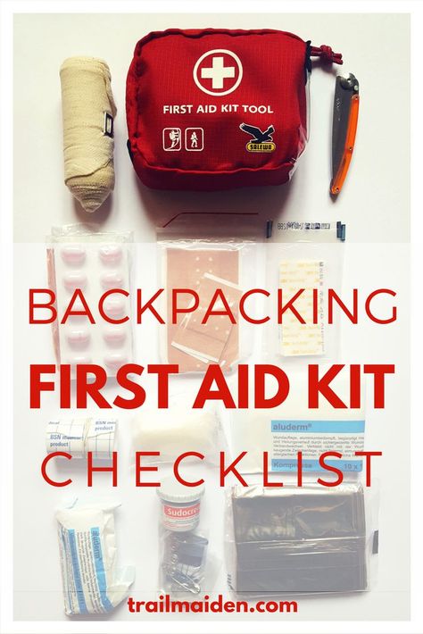 This complete checklist gives all you need to build your own essential backpacking first aid kit. Great download for your convenience!! Ultralight Backpacking Food, Backpacking First Aid Kit, Hiking Kit, First Aid Kit Checklist, Beginner Backpacking, Outdoor Blog, Backpacking For Beginners, Backpacking Essentials, Camping Bedarf