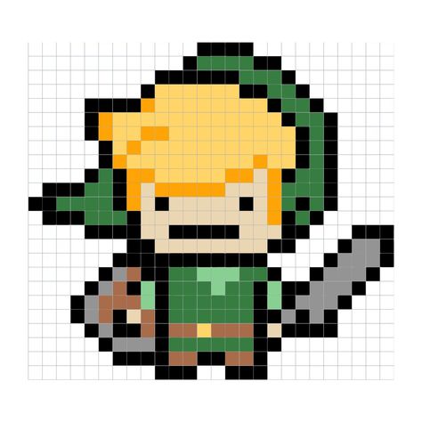 LINK PIXEL Link Pixel Art, Zelda Pixel Art, Zelda Perler, Inspo Art, Geek Tattoo, Easy Pixel Art, Diy Perler Beads, Pixel Art Pattern, Perler Bead Patterns