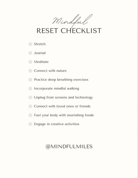 Life Reset Checklist, Health Journal Ideas, Monday Routine, Reset Checklist, Routine Goals, Reset Routine, Mindful Activities, Life Reset, Sunday Reset