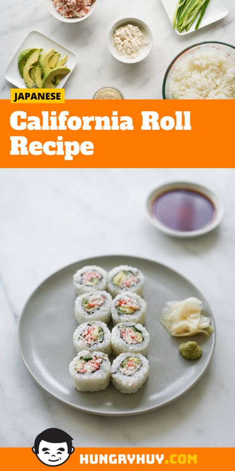 California Roll Recipe - Hungry Huy California Hand Roll, Spicy California Roll, California Roll Recipes, Spicy California Roll Sushi Recipe, Seaweed Rolls, Fried California Roll Sushi, Sushi Rice Recipes, Avocado Wrap, Spicy Tuna Roll