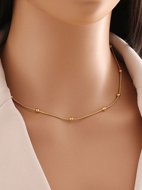 Gold  Collar  Iron   Embellished   Women Fashion Jewelry Gold Unique Necklace, Gold Chain Indian Design, Daily Use Gold Chain For Women, Daily Wear Chains For Women, Daily Wear Pendants, Simple Chains For Daily Use, Gold Simple Necklace Designs, Daily Wear Chains Gold Indian, Chains For Women Gold Indian