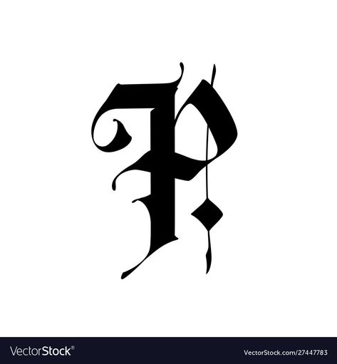 P Calligraphy, P Letter Design, Letter H Design, Background Calligraphy, Gothic Calligraphy, Tattoo Lettering Alphabet, Guerriero Samurai, Vector Alphabet, P Tattoo