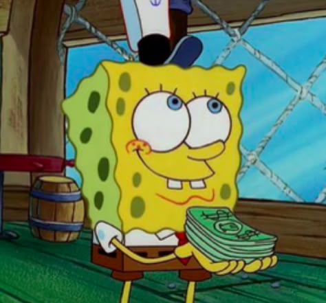 Spongebob With Money, Money Meme Funny, Mad Spongebob, Sponge Bob Mood, Spongebob Vibes, Spongebob Money, Take My Money Meme, Meme Money, Spongebob Images