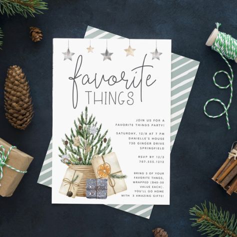 $2.93 | Under the Tree | Favorite Things Holiday Party - holiday party, christmas, favorite things party, winter greenery, cute, modern, elegant, hygge, neutral color watercolor illustrations, christmas tree Favorite Things Invitation, Holiday Favorite Things Party, Favorite Things Party Invitation, Favorite Things Party Gift Ideas, Saddle Club, Favorite Things Party, Christmas Cocktail Party, Hygge Style, Christmas Bucket