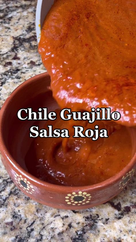 Chile Guajillo Salsa Roja🔥 #foodie #cooking #salsa #salsaroja #spicy #chips #tacos #chilaquiles #mexican #freddsters Chile Guajillo Salsa, Guajillo Chile Recipes, Guajillo Salsa, Guajillo Chile, Spicy Chips, Sauces Recipes, Salsa Guacamole, Chile Recipes, Chile Guajillo