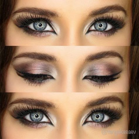 Best Ideas Of Makeup For Blue Eyes ★ See more: https://glaminati.com/makeup-for-blue-eyes-ideas/ Seductive Makeup Looks For Blue Eyes, Bridal Make Up Blue Eyes, Brown Eyeshadow Looks, Wedding Makeup For Blue Eyes, Make Up Designs, Wedding Hairstyles And Makeup, Eyeshadow For Blue Eyes, Makeup For Blue Eyes, Valentines Day Makeup