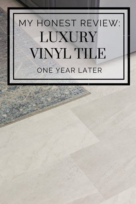 Luxury Vinyl Tile Over Existing Flooring- One Year Review Luxury Vinyl Over Ceramic Tile, Small Bathroom Floor Tiles Ideas, Diy Tile Flooring, Lvp Kitchen Flooring, Bathroom Floor Inspiration, Bathroom Flooring Ideas Vinyl, Luxury Vinyl Flooring Kitchens, Luxury Vinyl Tile Kitchen, Vinyl Tile Flooring Kitchen