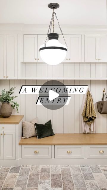 Melissa Manzardo Hryszko on Instagram: "Welcome to a perfect mudroom—a blend of practicality and charm. This space offers a seamless transition into this custom home with abundant storage options, from the upper cabinets to the built-in bench drawers. The vertical wall detailing and warm wooden accents create a cozy, welcoming feel. Hidden behind this elegant setup is a walk-in closet, ensuring our clients have all the storage they need right when they walk in. Whether they are coming or going, this mudroom keeps everything in its place with style.

#mudroom #mudroomdesign #entryway #entrywaydecor #homeinspo" Built Ins With Bench, Mudroom Built Ins With Bench, Mudroom Built Ins, Perfect Mudroom, Bench Drawers, Wall Detailing, Mudroom Storage, Barn Apartment, Mud Room Storage