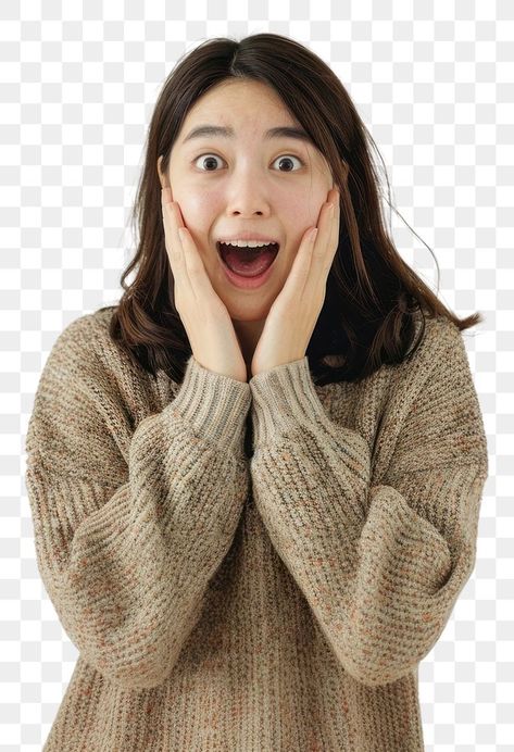 Surprise Face Expression, Shocked Face Expression, Shocked Person, Surprised Woman, Expression Face, Shocked Face, Reaction Face, Face Expressions, Cozy Sweater