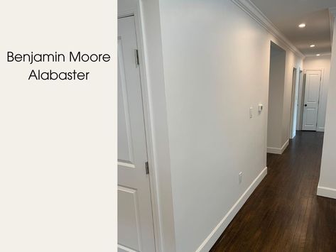 Benjamin Moore Alabaster Walls, Bm Simply White Vs Sw Alabaster, Creamy Vs Alabaster, Alabaster Benjamin Moore, Sw Pure White Trim With Alabaster Walls, Bm Alabaster, Alabaster Pure White Trim, Benjamin Moore Alabaster, Benjamin Moore Alabaster Oc-129