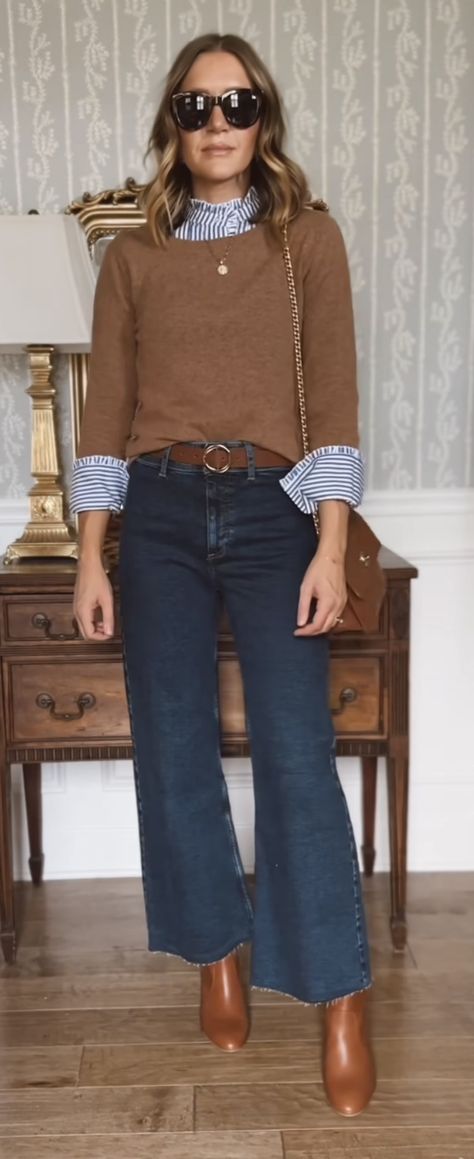 Denim Shirt Black Pants Outfit Women, 60 Women Fashion, Casual Jean Office Outfits Women, 70 Outfit Ideas 70s Fashion, French Older Women Style, Over 40 Outfits Fall, Mustard Top Outfit Work, Diane Keaton Style Outfits Classy, Cute Fall Outfits Office