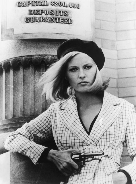 Why the Beret Is Your Halloween Style Secret How To Style A Beret, Bonnie And Clyde 1967, Bonnie And Clyde Halloween Costume, How To Wear A Beret, Colleen Camp, Bonnie Parker, Gena Rowlands, Catherine Bach, Beret Style