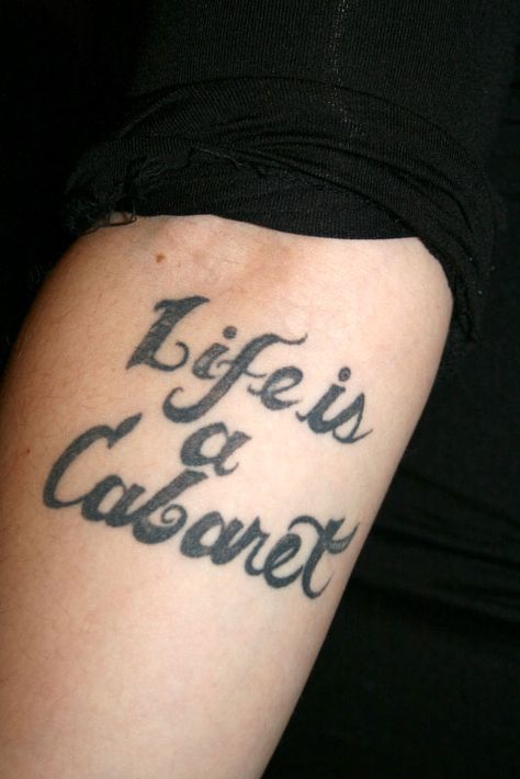 "Life is a Cabaret" - Domonique Echeverria's tattoo on SLU Cabaret Tattoo, Burlesque Tattoo, Cabaret Musical, Perfect Tattoo, Cabaret, Tattoo On, Tatting, Tattoo Quotes, Life Is