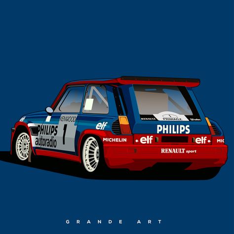 Renault 5 Maxi Turbo sur Behance Vintage Rally, Renault 5 Gt Turbo, Renault 5 Turbo, Automotive Furniture, Renault Alpine, Turbo Car, Cool Car Drawings, Graphic Design Illustration Adobe Illustrator, Sport Automobile