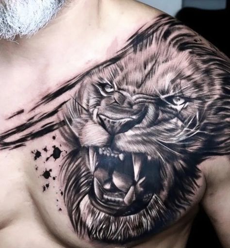 Lion Chest Tattoo, Jesus Tattoo Design, Shoulder Cap Tattoo, Nature Tattoo Sleeve, Mens Lion Tattoo, Filipino Tattoos, Bear Tattoos, Jesus Tattoo, Getting A Tattoo