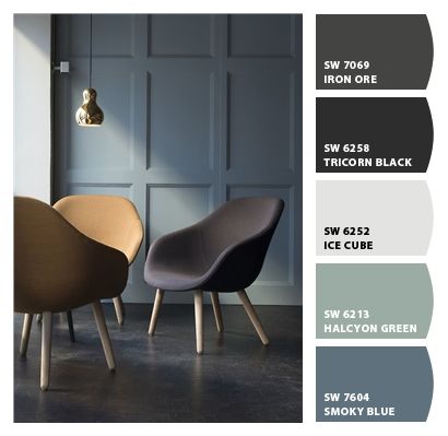 Smokey Blue Paint, Slate Blue Paint, Slate Blue Walls, Dusty Blue Paint, Sherwin Williams Blue, Dining Room Paint, Dining Room Blue, Smoky Blue, Blue Paint Colors